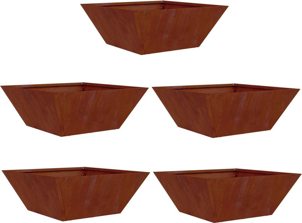 Garten-Pflanzgefäß 5 pcs Rostig 40 x 40 x 15 cm Wetterfeststahl
