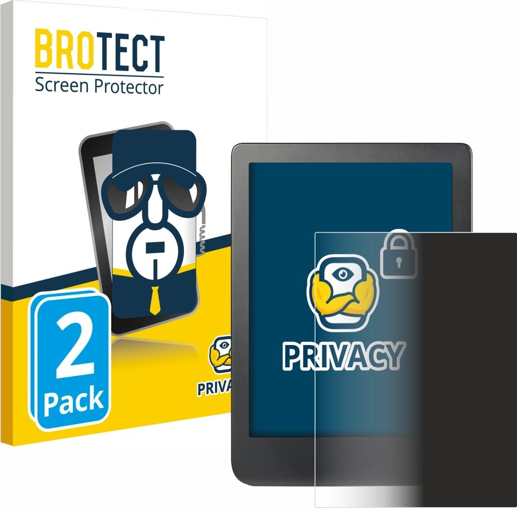 2x BROTECT Sichtschutzfolie für Kobo Clara HD (6") / BW / Colour Anti-Spy Privacy Sichtschutz Blickschutz Folie Blaulicht-Schutz