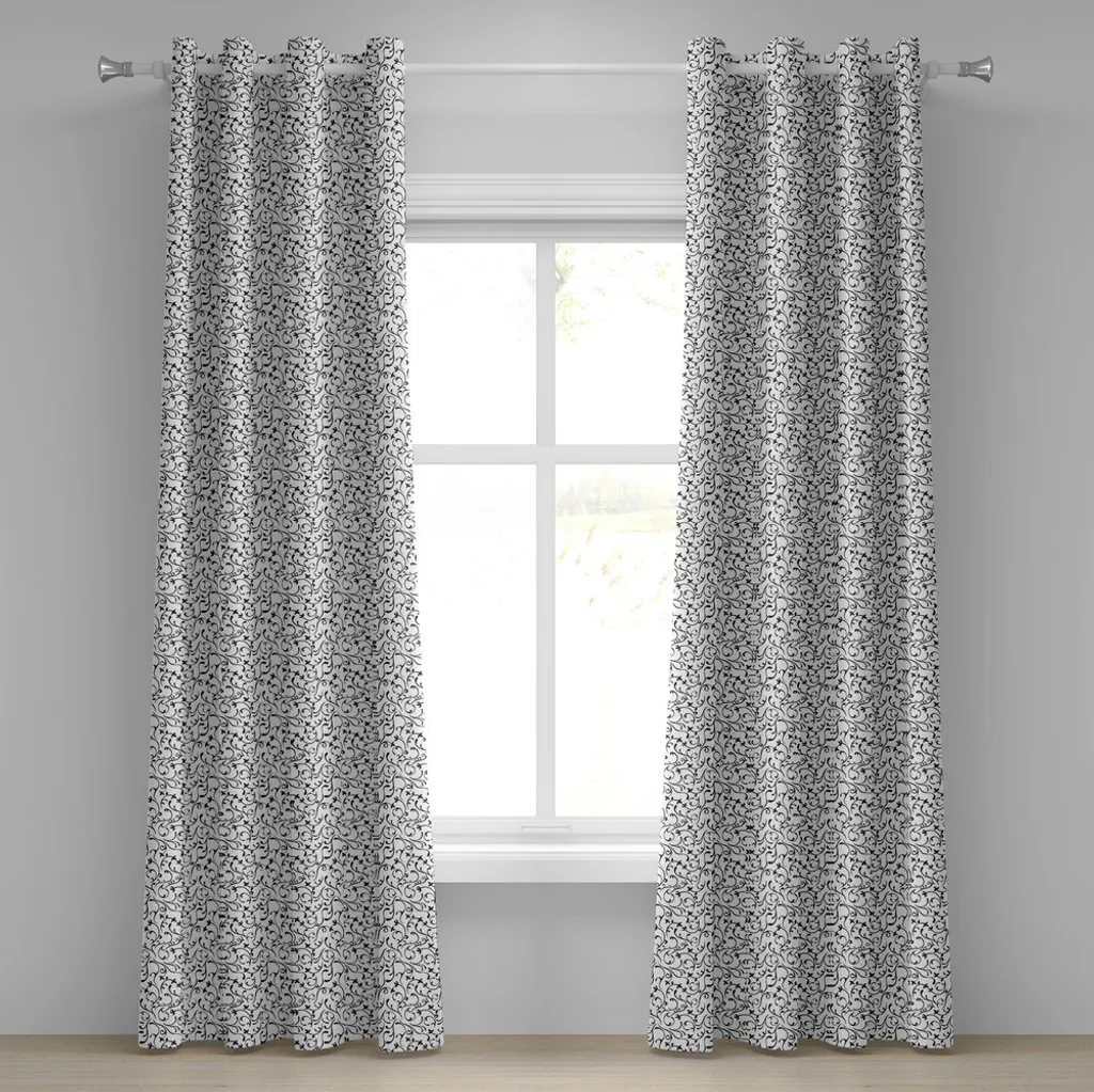 Rideau décoratif anti vis-à-vis 280x175 cm motif jardin noir noix de coco