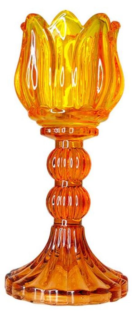 Gelb-rosa Kerzenhalter „Capri“, 8 x 8 x 18 cm Produktbild 