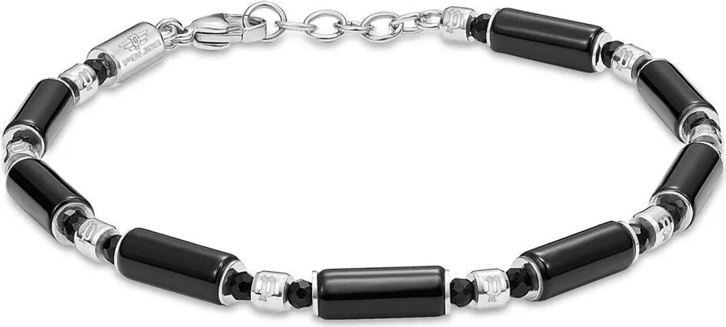 Bracciale Uomo Police Silo PEAGB0037301 | Acciaio e Perle Nere