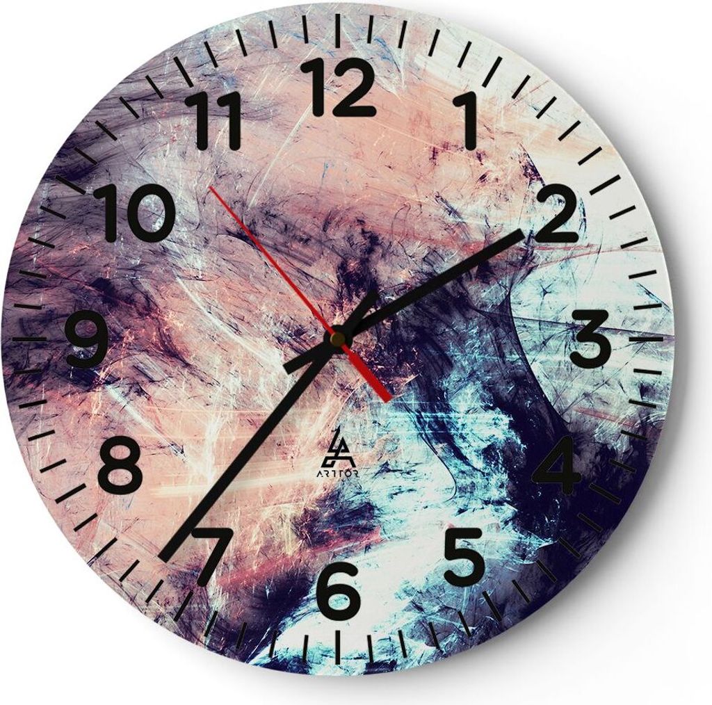Wanduhr - Rund - Glasuhr - Abstraktion modern - 40x40cm - Schleichendes Uhrwerk - Lautlos - zum Aufhängen bereit - Dekoration Modern - Wanddekorat...
