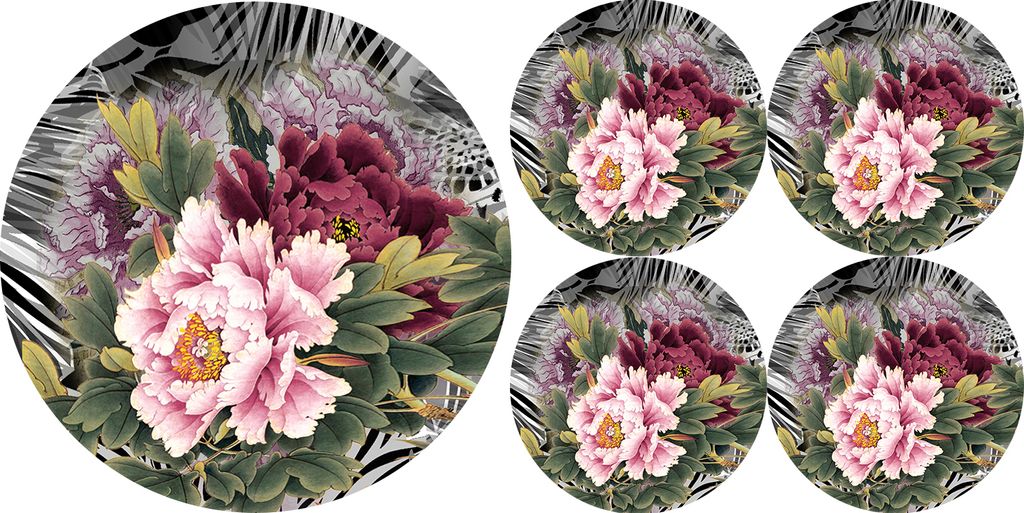 Bertoni Rundes Tischset| Eleganz und Zweckmäßigkeit für jeden gedeckten Tisch 4+1 | IKEBANA