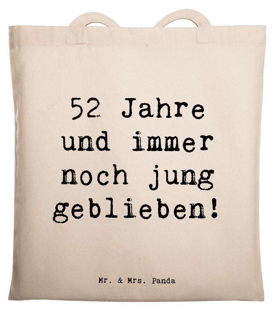 Mr. & Mrs. Panda Stoffbeutel Spruch 52. Geburtstag Jung geblieben - Transparent - Geschenk, totebag, personalisierte Geschenke, besondere Anlässe,...