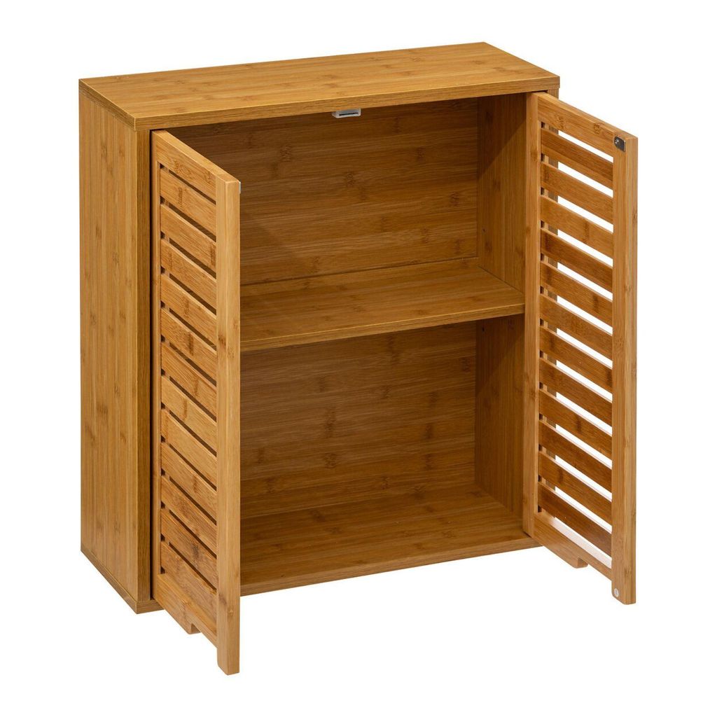Armoire de salle de bain suspendue en bambou Image du produit 