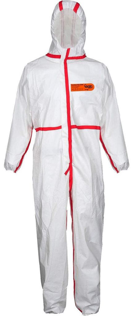 ASATEX Schutzoverall CoverStar Plus® weiß / rot Größe L - Produktbild 