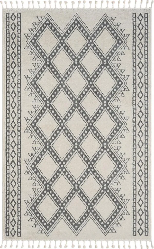 Tapis de Salon Blanc Motif Marocain 140 x 200 cm Moroccan Delight