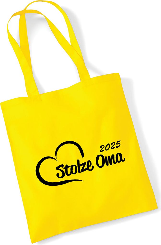Huuraa Jutebeutel Stolze Oma 2025 Herz 10 Liter Yellow Baumwolle Tasche Geschenkidee