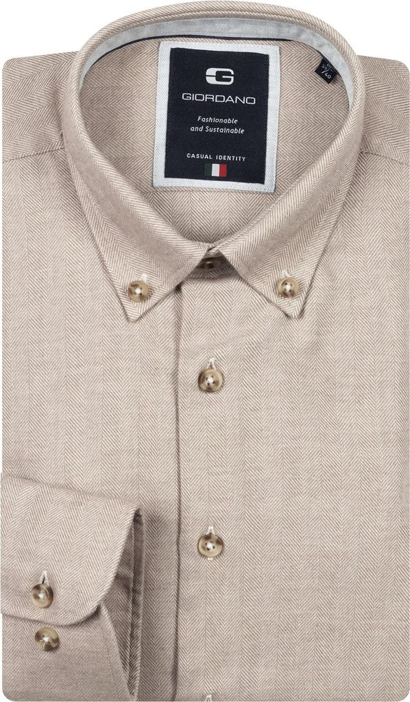 Giordano beiges Hemd mit Button-Down-Kragen