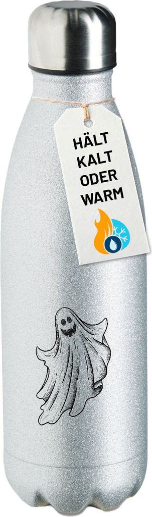 Huuraa Trinkflasche Comic Geist Fabelwesen 500ml Silver Edelstahl Wasserflasche Trinkflasche Geschenkidee