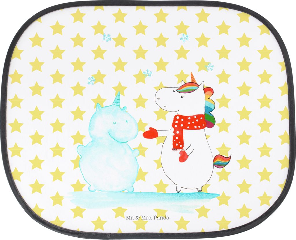 Mr. & Mrs. Panda Sonnenschutz Auto Einhorn Schneemann - Weiß - Geschenk, pkw, hitzeschutz, Weihnachten, Unicorn, Kuchen, Winter, Sonnenblende, Sch...