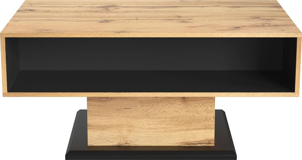 Table basse rectangulaire en bois bicolore avec rangement intégré