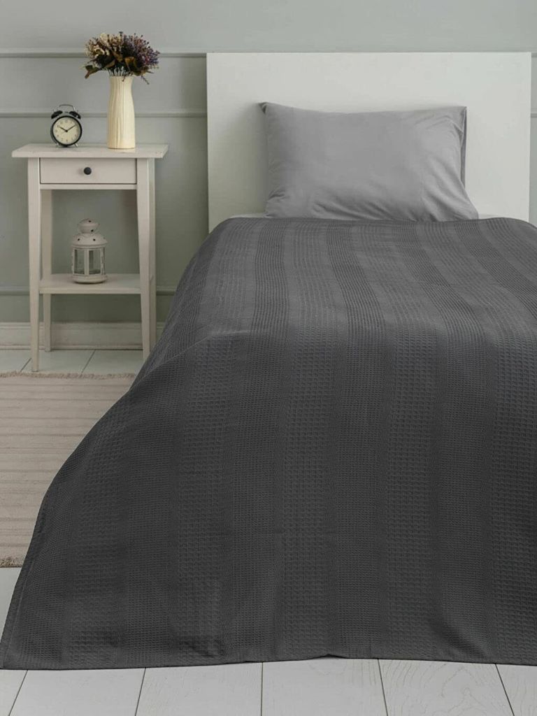 Pique-Decke, Tagesdecke (160x220 cm, grau)