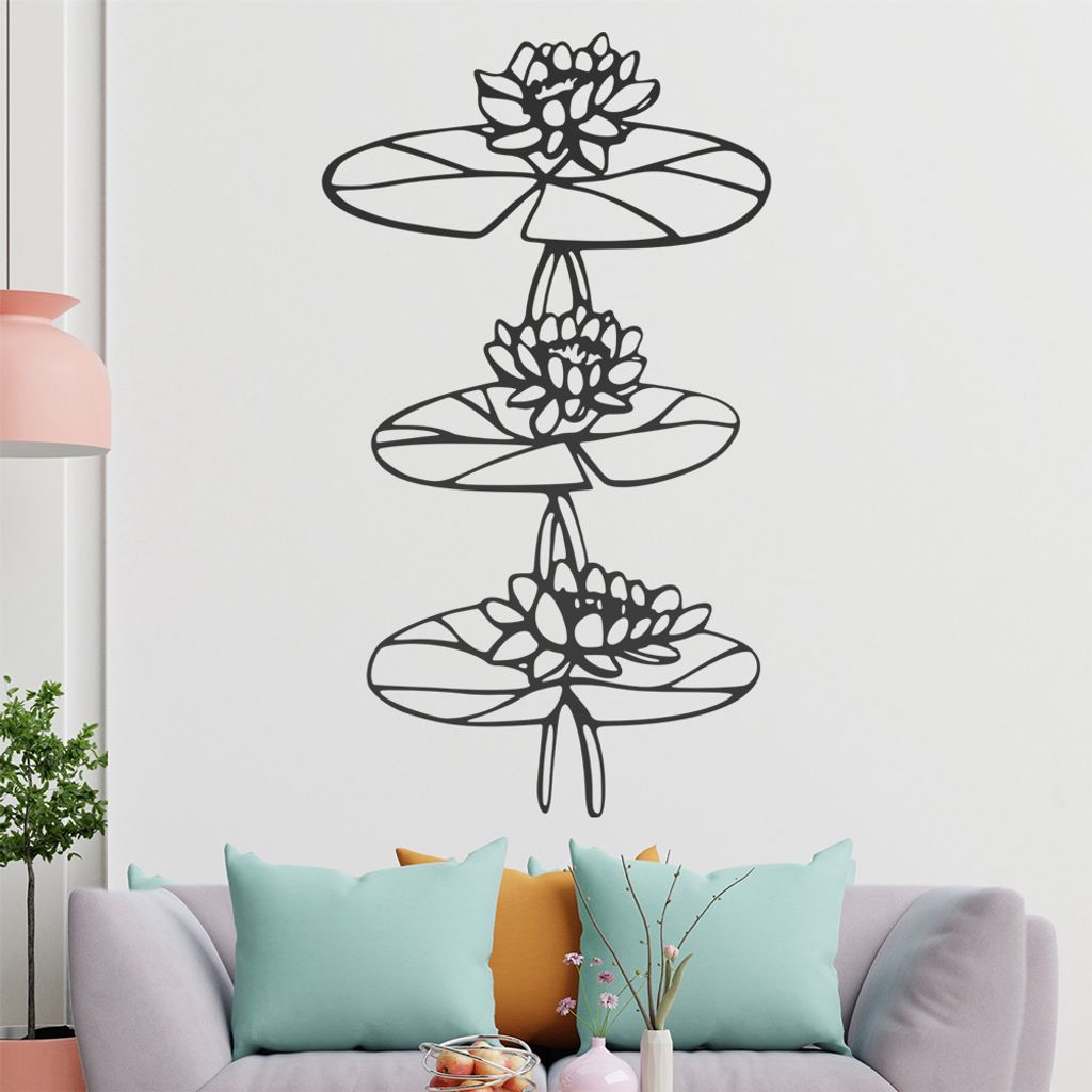 Seerose - Pflanzen Wandtattoo in 6 Größen - Wandaufkleber Wall Sticker - Dekoration, Küche, Wohnzimmer, Schlafzimmer, Badezimmer