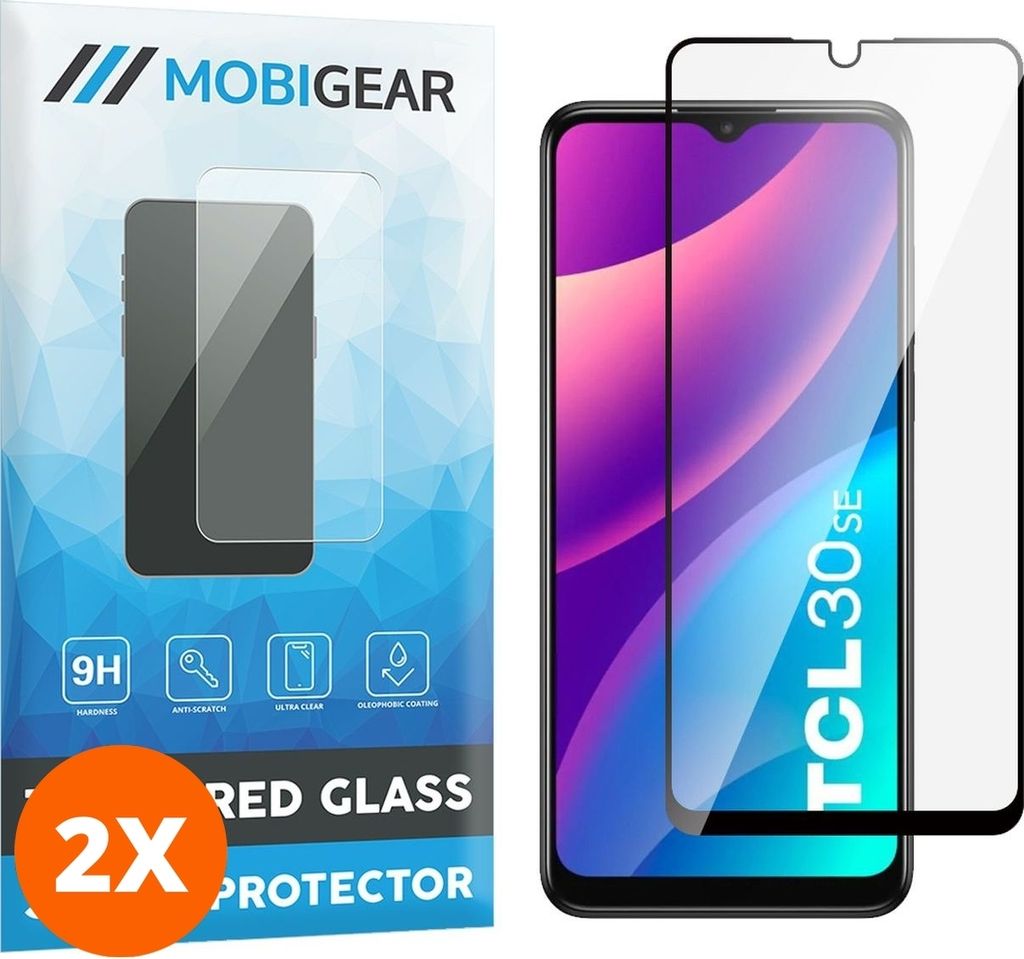 Mobigear Premium 4.99 TCL 30 SE Panzerglas Gehärtetes Glas Displayschutz - Hüllenfreundlich - Schwarz (2er Pack)