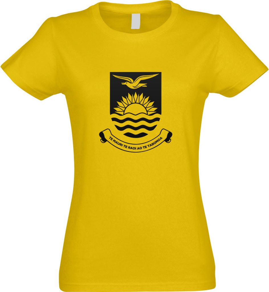 Kiwistar - T-Shirt tailliert - Damen - gelb - Kiribati Wappen - mit Motiv Bedruckt - Funshirt Design - Sport - Freizeit - Damen - L