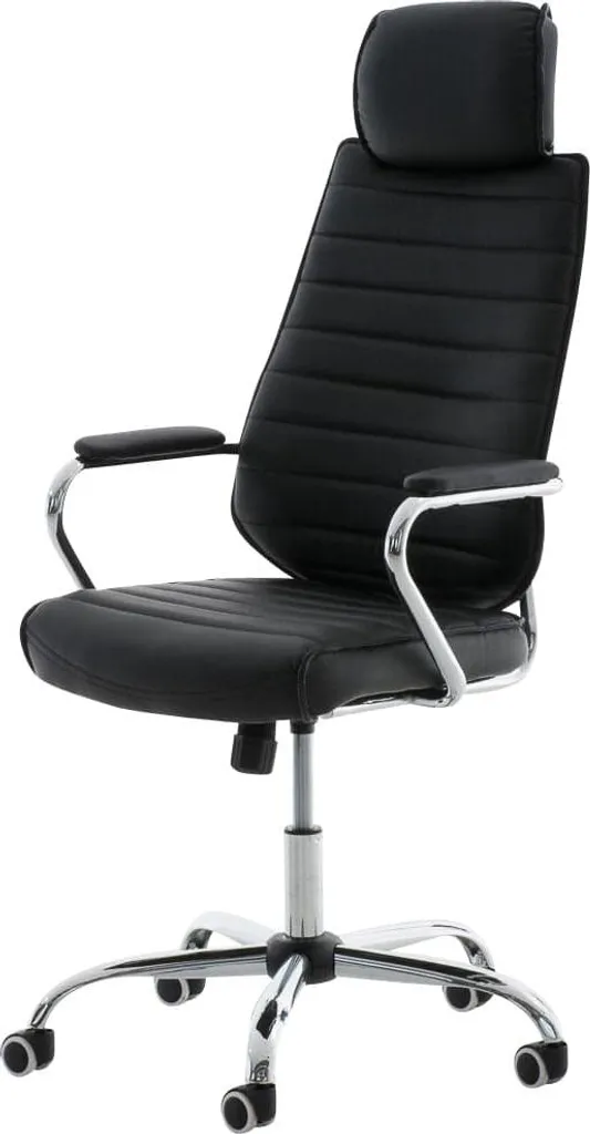 Chaise de bureau ergonomique noire en similicuir - Hauteur réglable