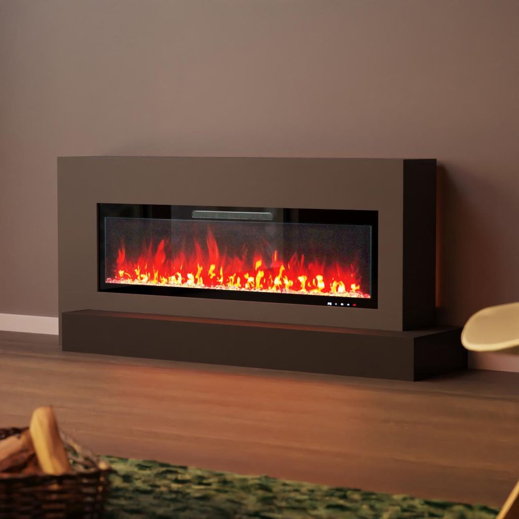Glow Fire Elektrokamin 'Hestia 127 Rechts Grau' | LED Standkamin mit Heizung (1500 W) | HxBxT: 75x149x40 cm