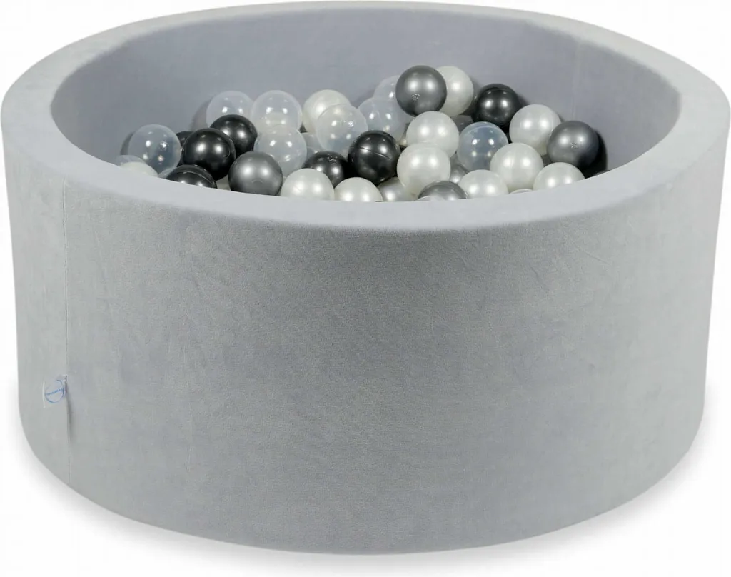 Piscine à balles Velvet Soft 90x40 cm - Gris clair et 300 balles nacrées