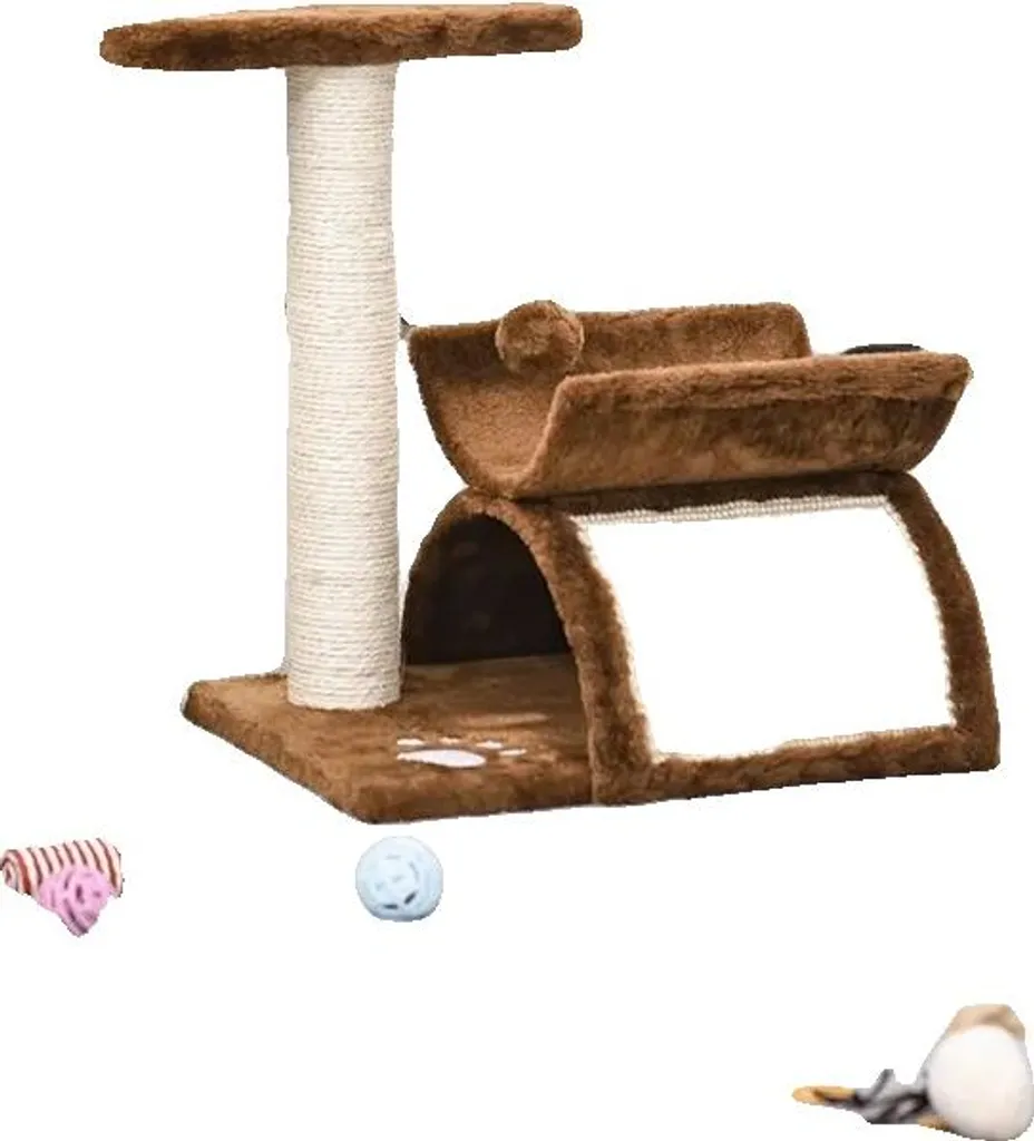 Petit arbre à chat design en bois - Tour de jeu à 3 étages pour chat