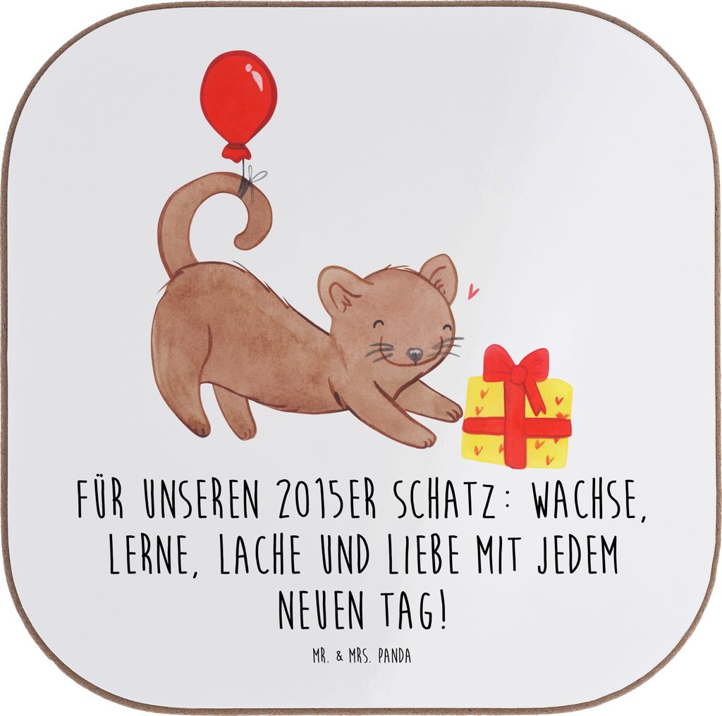 Mr. & Mrs. Panda Untersetzer 2015 Geburtstag - Weiß - Produktbild 