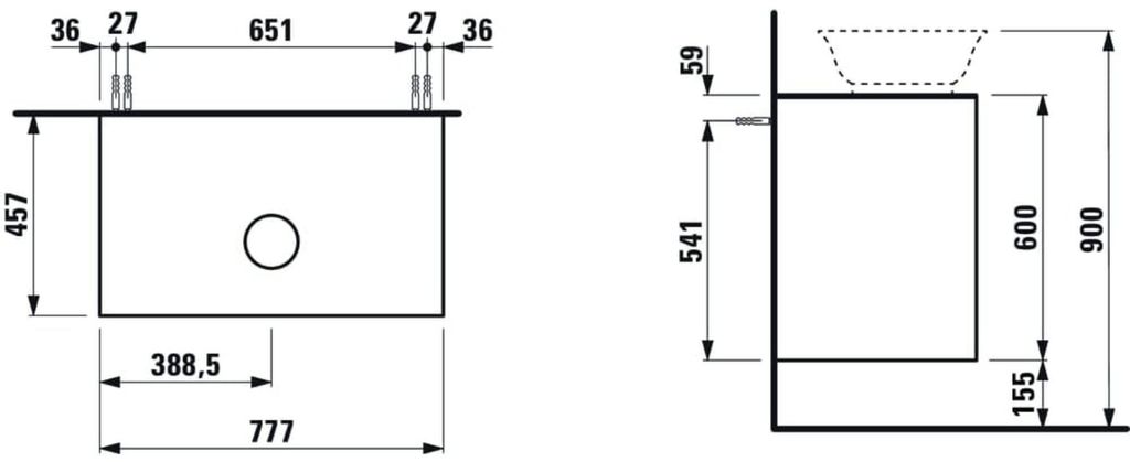 LAUFEN THE NEW CLASSIC Schubladenelement, 2 Schubladen, 775x455x600mm, zu WT-Schale H812852/3, H4060120856271