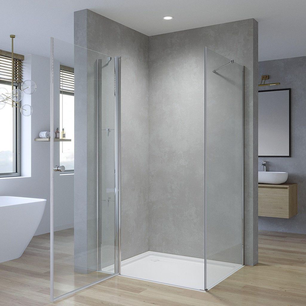 5 mm ESG Sicherheitsglas Duschkabine Pendeltür Eckeinstieg Drehtür Höhe 187 cm Duschtür mit Seitenwand 95 x 70 cm