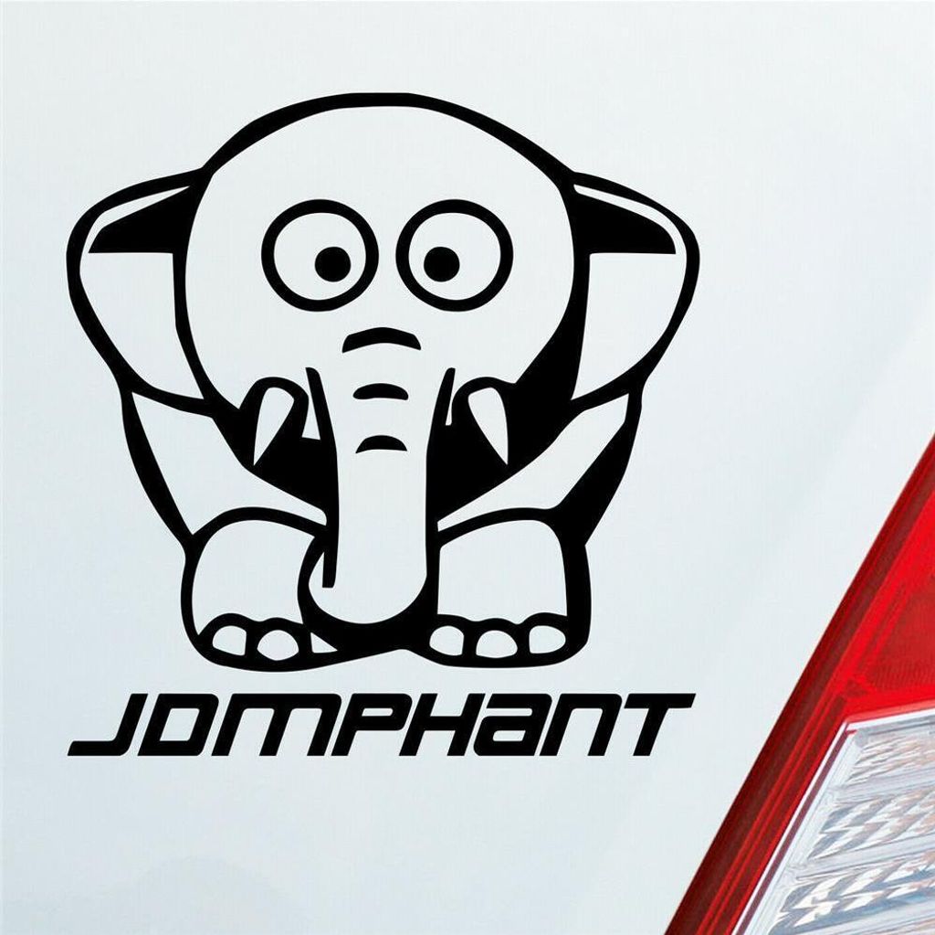 Auto Aufkleber JDMPHANT Elefant Style Tuning 10x10,5 cm Schwarz Glanz Sticker Heckscheibenaufkleber