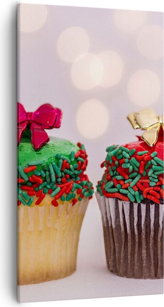 Bild auf Leinwand - Leinwandbild - Cupcakes Dessert Kuchen gebacken - 55x100cm - Wand Bild - Wanddeko - Leinwanddruck - Bilder - Kunstdruck - Leinw...