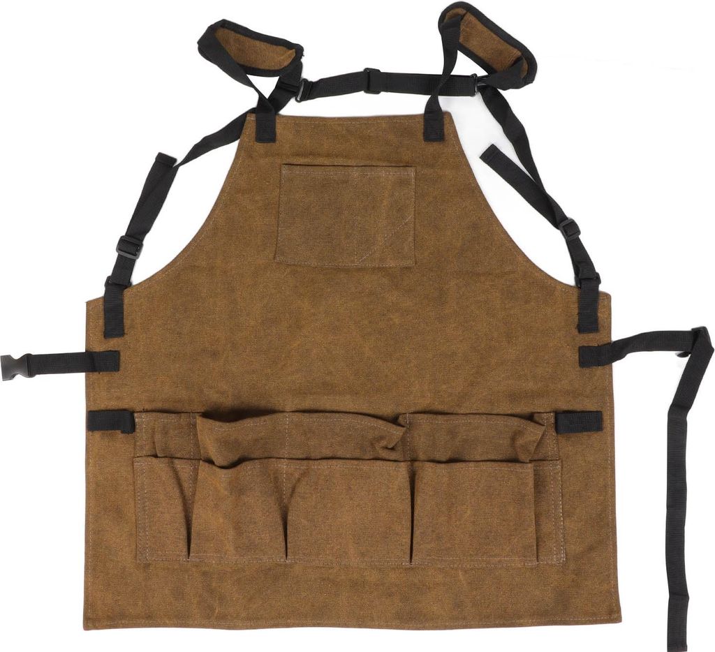Holzbearbeitungsschürze dicke Schulterpolster Verstellbarer Riemen funktionieren mit 9 Taschen für Frauen Männer