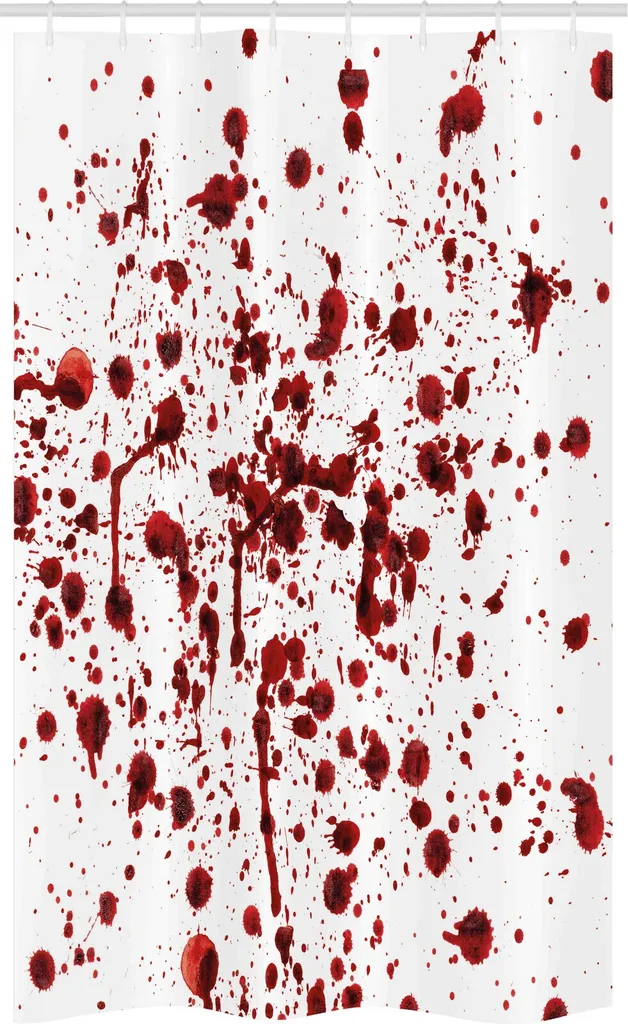 Tenda Doccia Stretta ABAKUHAUS 120x180 - Design Splatter Rosso e Bianco