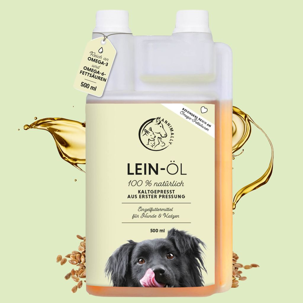 Leinöl für Hunde, Katzen & Pferde 500 ml - 100 % rein & natürlich - kaltgepresstes Leinöl aus Leinsamen für Hunde, Katzen & Pferde