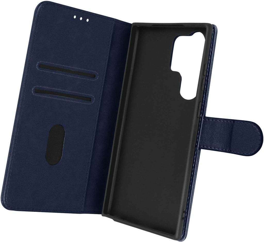 Avizar, Etui Galaxy S23 Ultra Chesterfield Leder Genarbt Mit Stand, Nachtblau