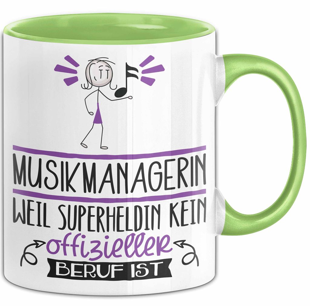 Musikmanagerin Geschenk Tasse Lustiger Spruch Musikmanagerin Weil Superheldin Kein Offizieller Beruf Ist Geschenkidee (Grün)