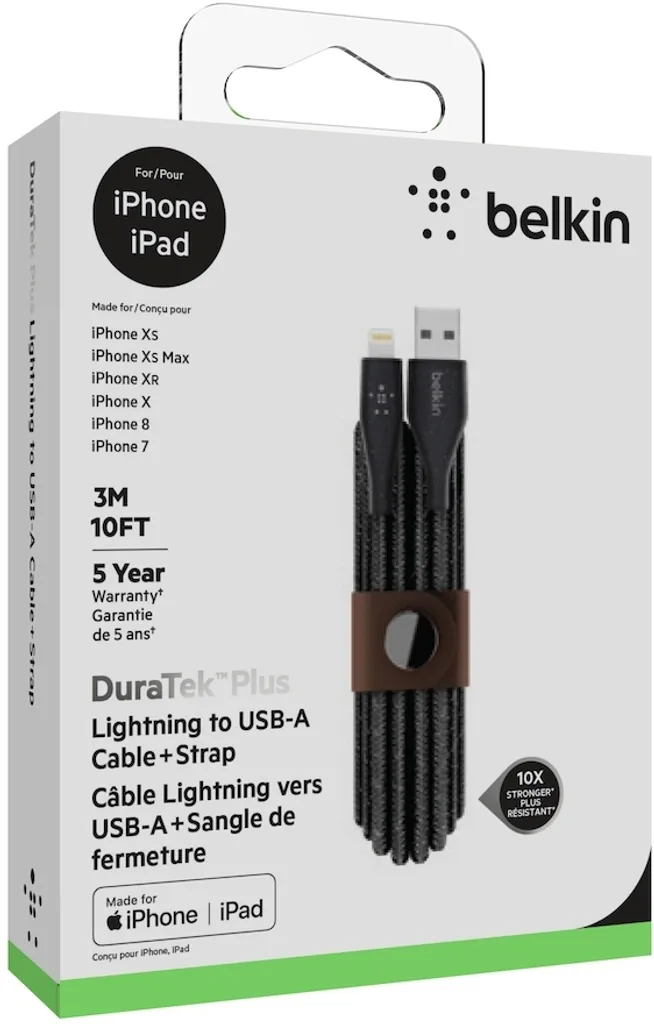 Belkin DuraTek Plus Câble Lightning vers USB-A 3m Noir Ultra Résistant - 6