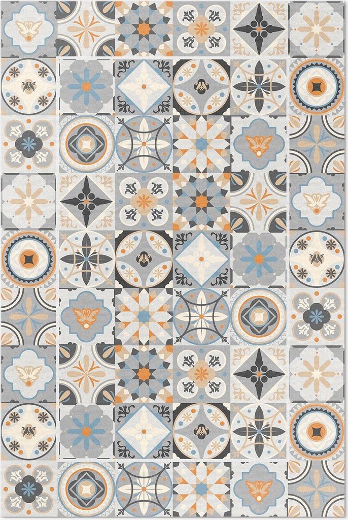 Spanische fliesen pastell mosaik – Vinyl Fußmatte – 150x225 cm – Rutschfest, Pflegeleicht & Langlebig