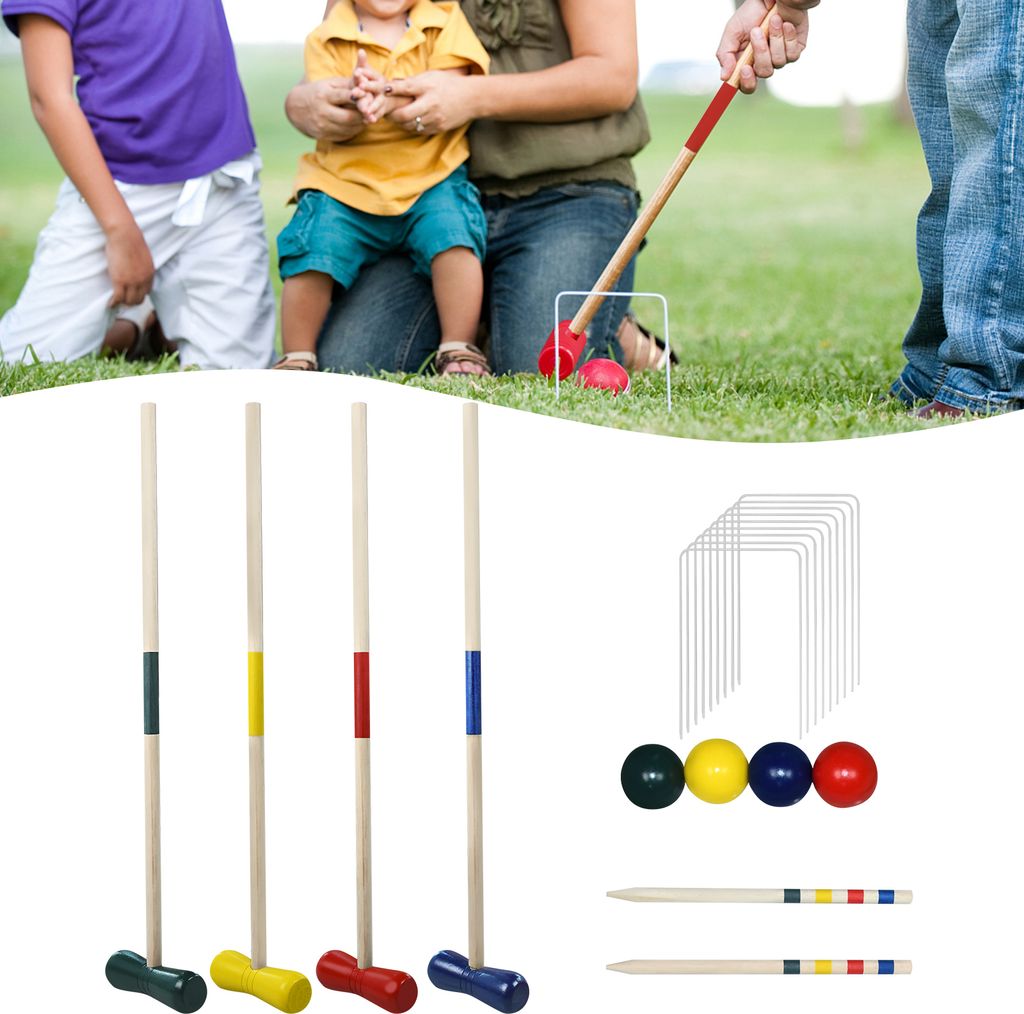 ACXIN Krocket-Set, Gartenrasenspiel im Freien Holzspiel, Spielset für Kinder und Erwachsene Geeignet, Sport-Workout-Set