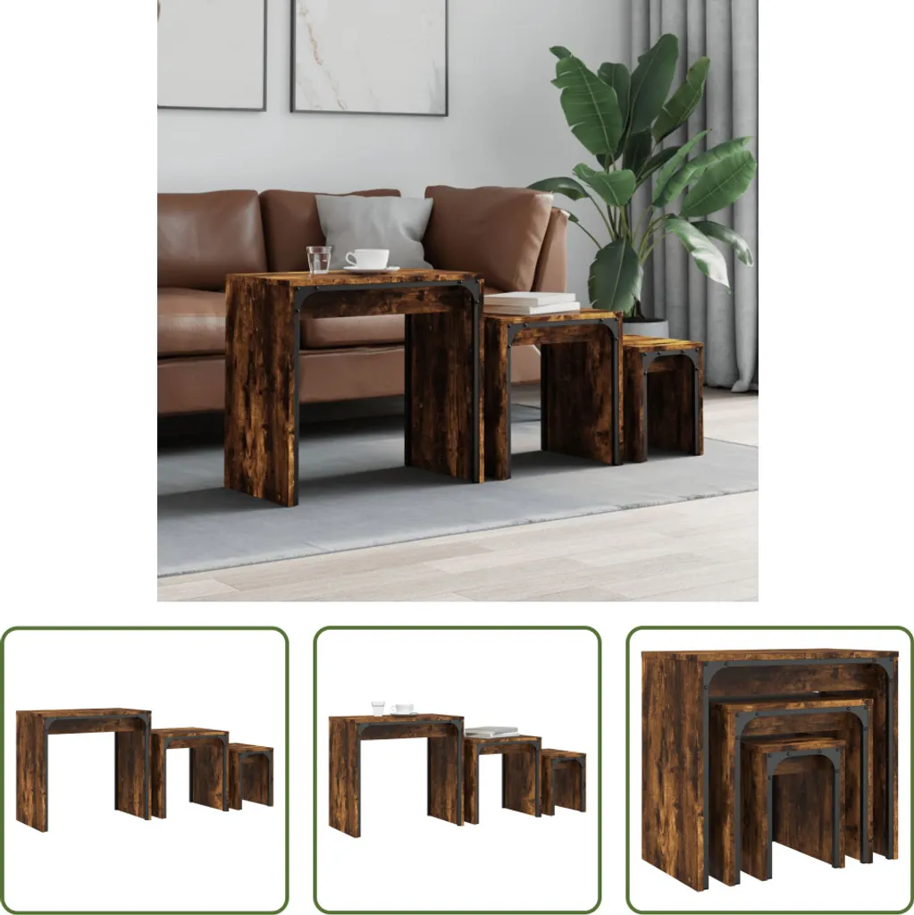 Set Tavoli Living Store 3 pezzi | Quercia Affumicata Design Pro