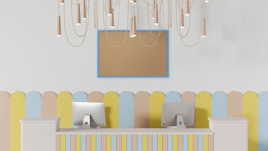 Korková nástěnka v barevném dřevěném rámu 90x60 cm – Modrá Obrázek produktu 2