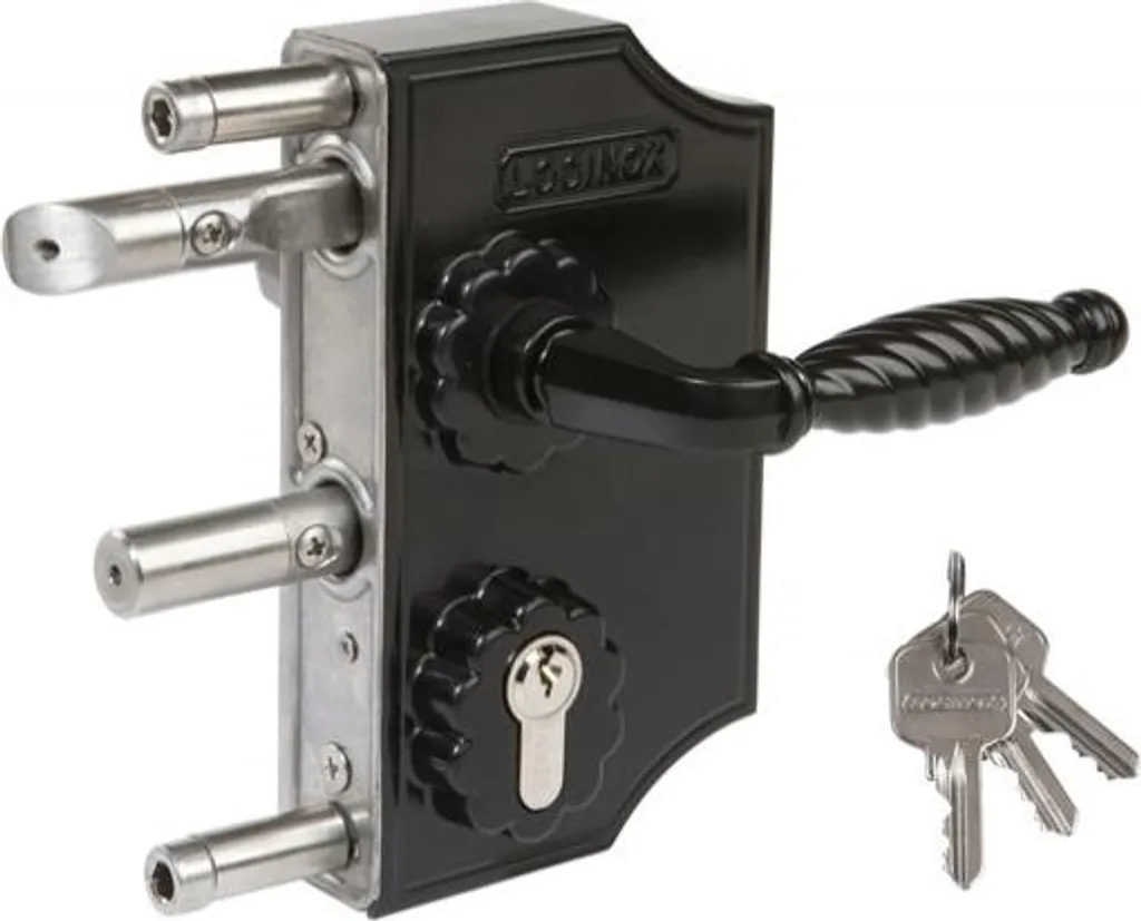 Serrure de Portail Battant Locinox LAKQ Noire pour Tube Carré 40 mm