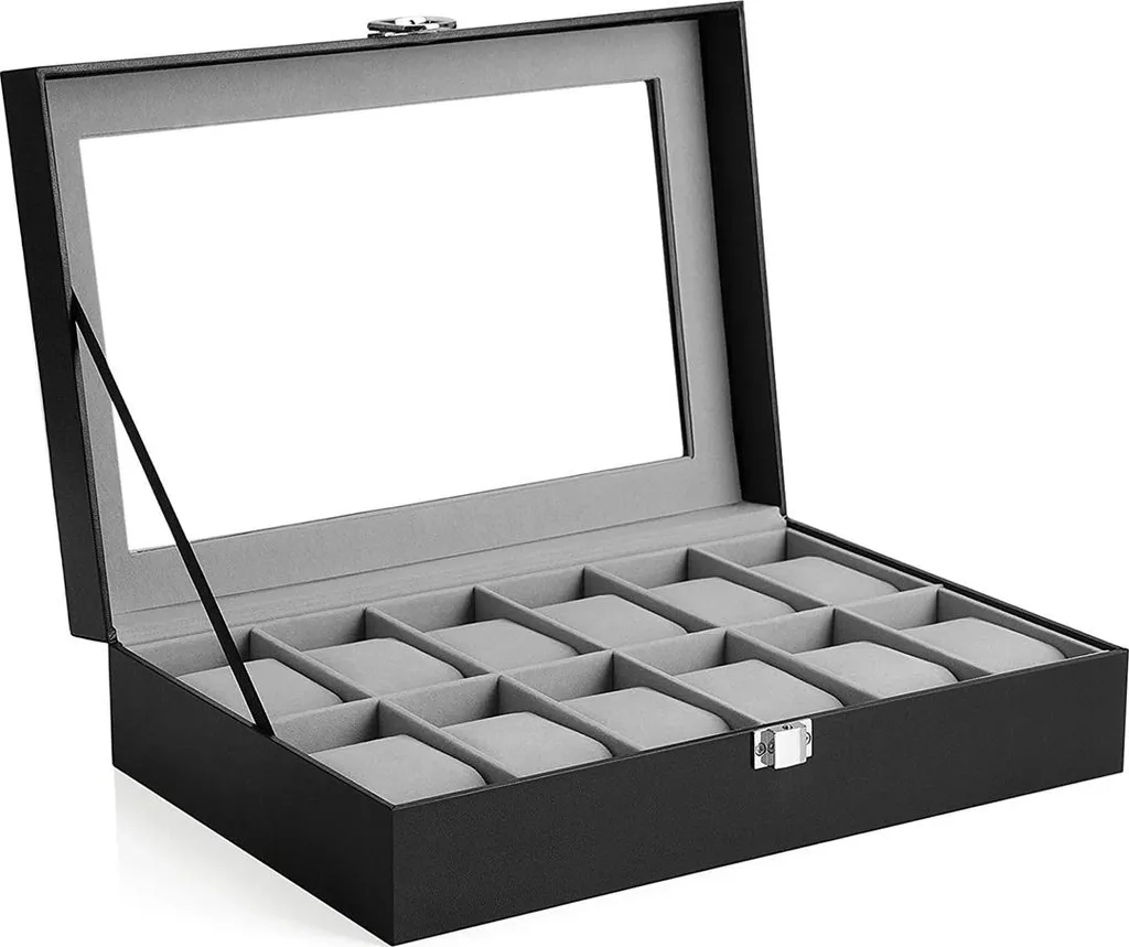 Boîte à montres anti-poussière avec couvercle en verre de protection