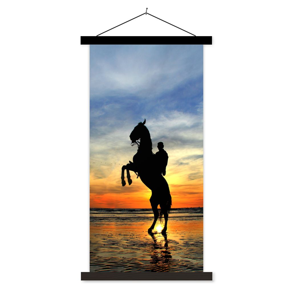MuchoWow Textilposter Pferd - Himmel - Schatten 60x120 cm mit schwarzem Rahmen - Magnete