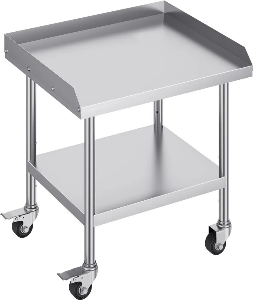 Table de préparation mobile inox pour restauration 610x711mm robuste