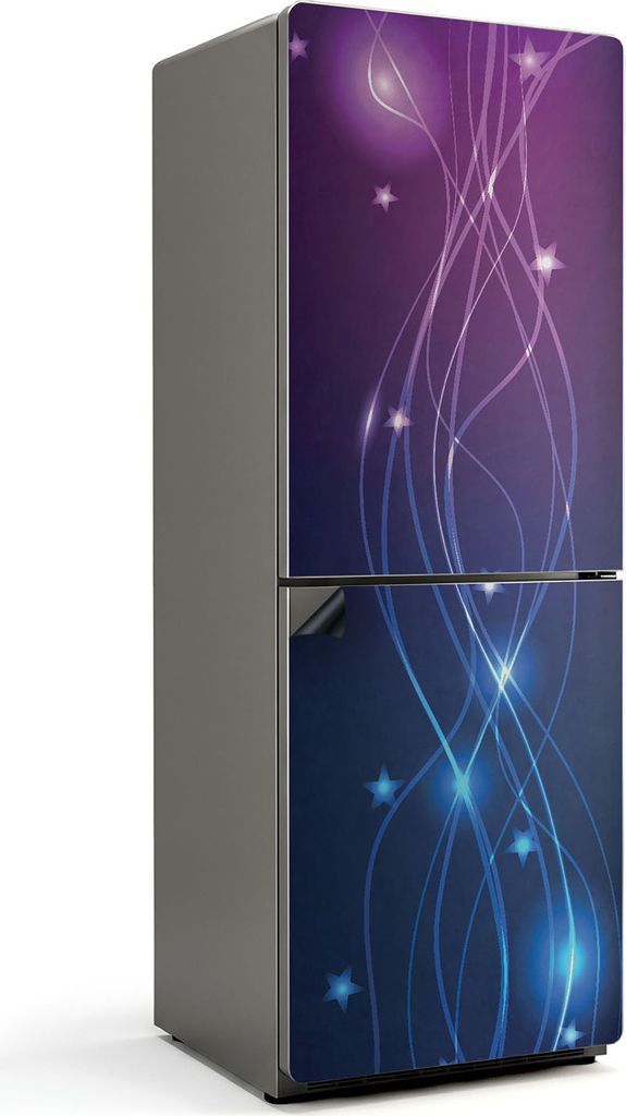 Zarte Linien mit Sternen – Magnetische Kühlschrank Abdeckung – Dekorfolie magnetisch Küche – Kühlschrank Magnet Deko – selbstklebende Ma...