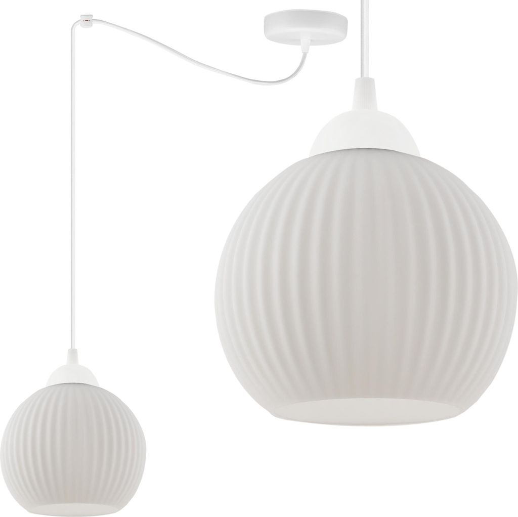 Hängeleuchte Riffle Spinne weiß 1-flammig Glas Weiß Kugel E27