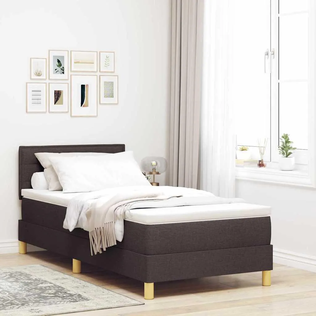 Lit une place classique 80x200 cm avec sommier et matelas marron foncé
