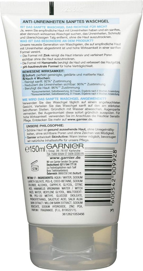 Garnier Waschgel, sanfte Reinigung für empfindliche Haut, Produktbild 4
