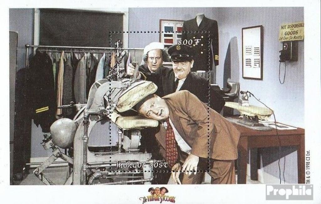 Briefmarken Mongolei 1998 Mi Block292 (kompl.Ausg.) postfrisch Fernsehserie The Three Stooges