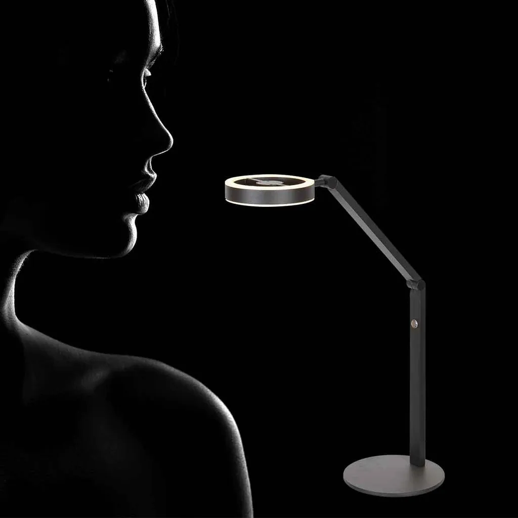 Petite lampe de table LED Ringlux noire 20cm métal pour manque de place