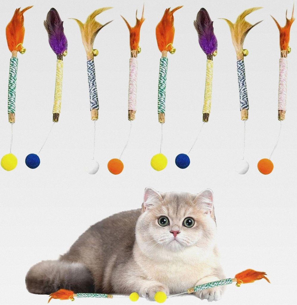 8 Stück Bunte Seilfeder-Beißstäbchen, Katzenspielzeug, Heimtierbedarf, Katzen-Kauspielzeug, Kreatives Haustierspielzeug